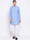 Vastramay Men's Blue Cotton Blend Kurta and Dhoti Set